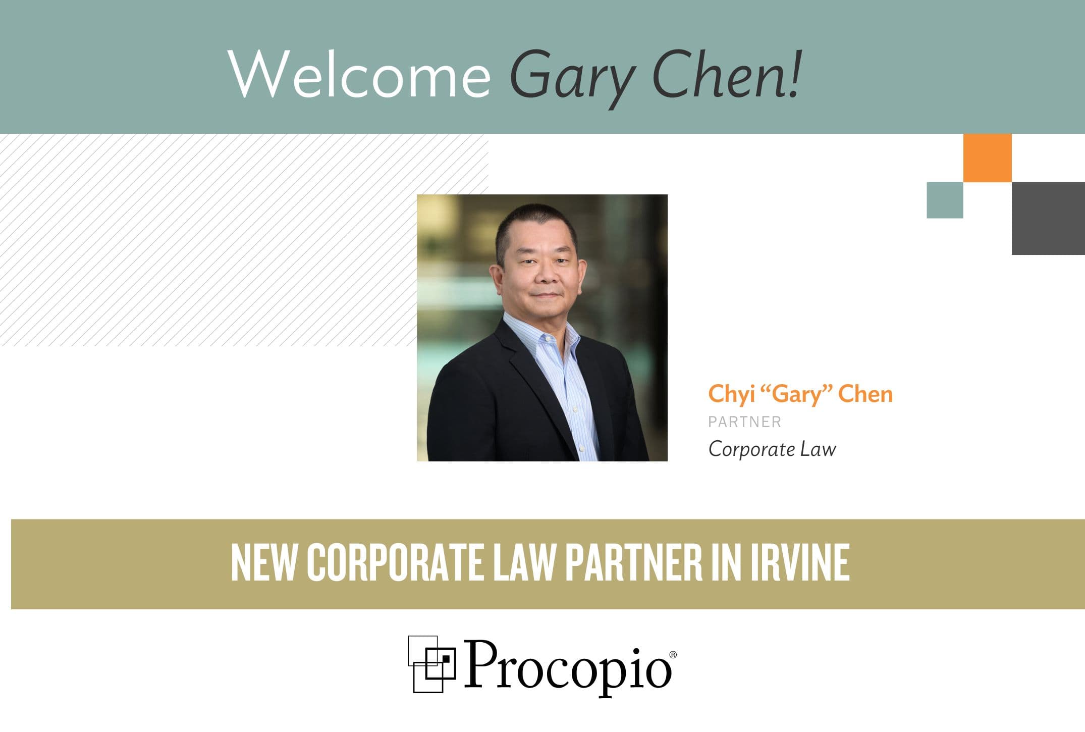 Procopio Grows Award-Winning Corporate Law Team with Partner Gary Chen