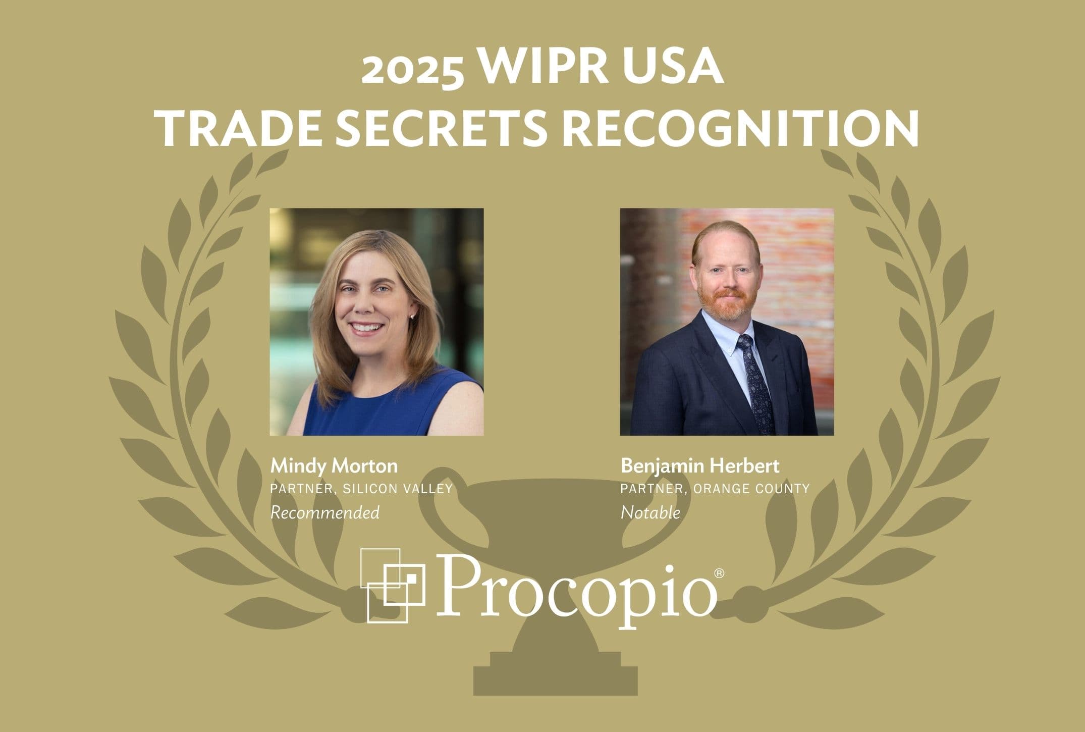 Procopio and Partners Mindy Morton and Ben Herbert Recognized for Trade Secret Litigation by WIPR